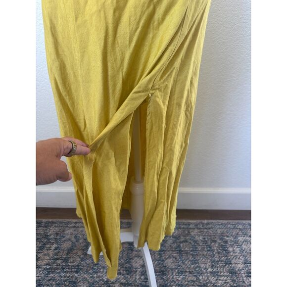 VICI Linen Rayon Yellow Cut Out Twist Front Dress Size Medium - Picture 8 of 11
